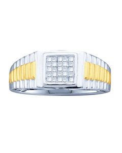 Mens Diamond Ring 0.25CTW PRINCESS DIAMOND MENS INVISIBLE BAND 14K White-gold