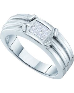 Mens Diamond Ring 0.25CTW DIAMOND MENS INVISIBLE RING 14KT White Gold