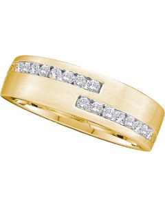 Mens Diamond Ring 0.50CTW DIAMOND MENS Wedding BAND 14KT Yellow Gold