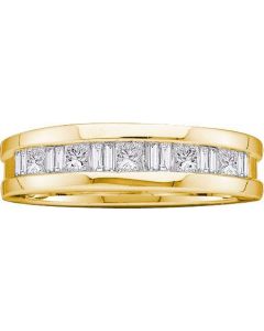 Mens Diamond Ring 0.75CTW DIAMOND MENS INVISIBLE BAND 14K Yellow-gold