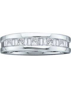 Mens Diamond Ring 0.75CTW BAGGUETTE PRINCESS Cut BAND 14K White-gold