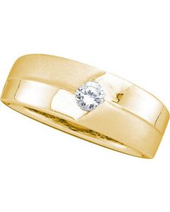 Mens Diamond Ring 0.25CTW DIAMOND 0.25CT CENTER  ROUND MENS BAND 14KT Yellow Gold