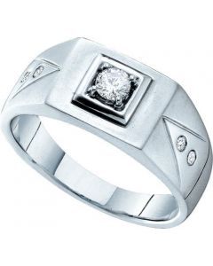 Mens Diamond Ring 0.25CTW DIAMOND MENS CLUSTER BAND WITH 0.20CT 14KT White Gold
