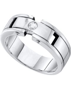 Mens Diamond Ring 0.13CT DIAMOND ROUND MEN'S CLUSTER BAND 14K White-gold