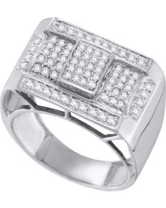 Mens Diamond Ring 1.00CTW MICRO PAVE DIAMOND RING 10K White-gold