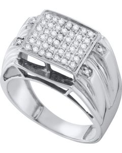 Mens Diamond Ring 0.50CT DIAMOND MICRO PAVE MENS RING 10K White-gold
