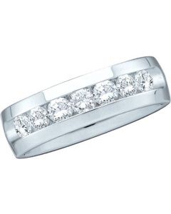 Mens Diamond Ring 1.50CTW ROUND DIAMOND MENS MACHINE SET BAND 14KT White Gold