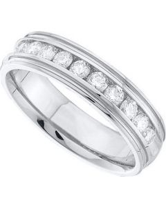 Mens Diamond Ring 0.28CTW DIAMOND MACHINE SET MENS BAND 14KT White Gold