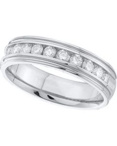 Mens Diamond Ring 1.0CTW DIAMOND MACHINE SET MENS BAND 14KT White Gold