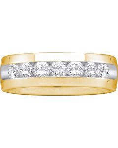 Mens Diamond Ring 1.00CTW ROUND DIAMOND MENS MACHINE SET BAND 14KT Yellow Gold