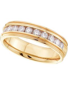 Mens Diamond Ring 1.00CTW DIAMOND  MACHINE  SET MENS  BAND 14KT Yellow Gold