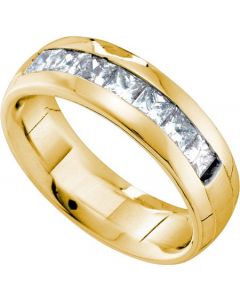 Mens Diamond Ring 1.50CT DIAMOND MACHINE SET MENS BAND 14K Yellow-gold