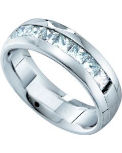 Mens Diamond Ring 1.50CT DIAMOND  MACHINE SET MENS BAND 14K White-gold