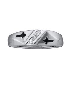 Mens Diamond Ring 0.05CTW ROUND DIAMOND MEN'S METAL MOLD RING 14KT White Gold
