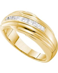 Mens Diamond Ring 0.50CTW DIAMOND MENS INVISIBLE BAND 14KT Yellow Gold