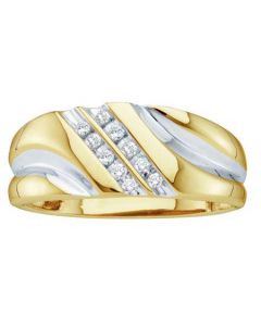 Mens Diamond Ring 0.12CTW ROUND DIAMOND MENS Wedding  BAND 14KT Yellow Gold