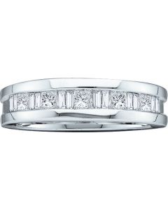 Mens Diamond Ring 1.50CTW BAGGUETTE PRINCESS DIAMOND BAND 14KT White Gold