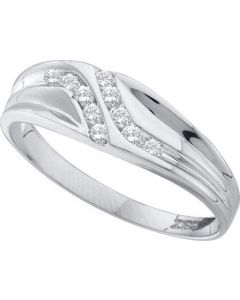 Mens Diamond Ring 0.12CTW  DIAMOND MENS Wedding BAND 10KT White Gold