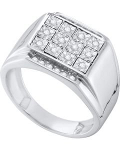 Mens Diamond Ring 0.25CT DIAMOND FANOOK MENS RING 10K White-gold