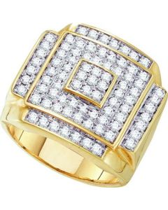 Mens Diamond Ring 1.75CTW DIAMOND  MICRO PAVE  RING 10K Yellow-gold