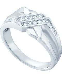 Mens Diamond Ring 0.19CTW ROUND DIAMOND MENS Wedding RING 14K White-gold