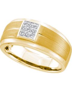 Mens Diamond Ring 0.10CTW  DIAMOND Wedding MENS BAND 14KT Yellow Gold