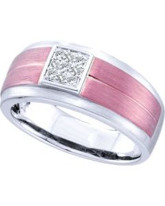 Mens Diamond Ring 0.10CTW ROUND DIAMOND MENS Wedding BAND 14KT White Gold