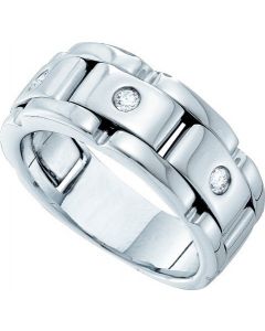 Mens Diamond Ring 0.16CTW DIAMOND MENS Wedding BAND 14KT White Gold