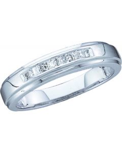 Mens Diamond Ring 0.15CTW PRINCESS DIAMOND MEN'S INVISIBLE BAND 14KT White Gold