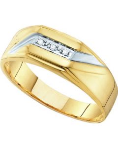 Mens Diamond Ring 0.03CT DIAMOND   MENS Wedding BAND 10KT Yellow Gold
