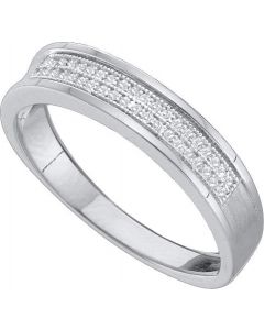 Mens Diamond Ring 0.12CTW DIAMOND MENS MICRO PAVE BAND 10KT White Gold