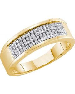 Mens Diamond Ring 0.25CTW DIAMOND MICRO PAVE BAND 10KT Yellow Gold