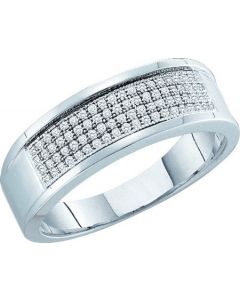 Mens Diamond Ring 0.25CTW DIAMOND MICRO PAVE BAND 10KT White Gold