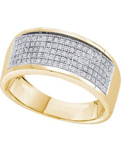 Mens Diamond Ring 0.30CTW DIAMOND MICRO PAVE MENS BAND 10KT Yellow Gold