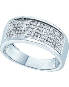 Mens Diamond Ring 0.30CTW DIAMOND MICRO PAVE MENS BAND 10KT White Gold