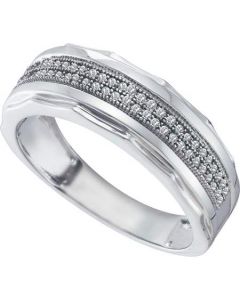 Mens Diamond Ring 0.20CTW DIAMOND MICRO PAVE MENS BAND 10KT White Gold