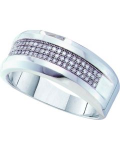 Mens Diamond Ring 0.25CTW DIAMOND  MICRO PAVE MENS  BAND 10KT White Gold