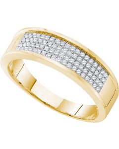 Mens Diamond Ring 0.25CTW DIAMOND  MICRO PAVE MENS BAND 10KT Yellow Gold