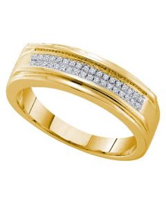 Mens Diamond Ring 0.12CTW DIAMOND MICRO PAVE  BAND 10KT Yellow Gold
