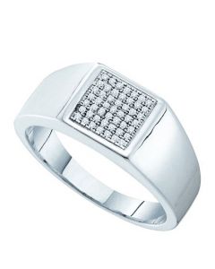 Mens Diamond Ring 0.15CTW DIAMOND MICRO PAVE MENS RING 10KT White Gold