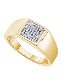 Mens Diamond Ring 0.15CTW DIAMOND MICRO PAVE MENS RING 10KT Yellow Gold