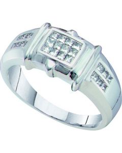 Mens Diamond Ring 0.53CTW DIAMOND  INVISIBLE MENS BAND 14KT White Gold