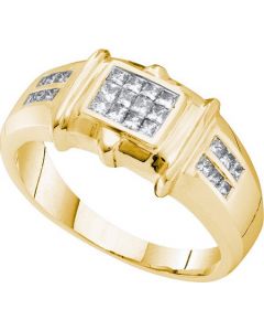Mens Diamond Ring 0.53CTW DIAMOND  INVISIBLE MENS BAND 14KT Yellow Gold