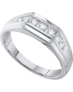 Mens Diamond Ring 0.25CTW DIAMOND Wedding MENS BAND 10KT White Gold