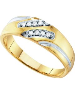 Mens Diamond Ring 0.12CTW DIAMOND  Wedding MENS BAND 10KT Yellow Gold
