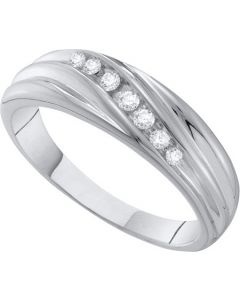 Mens Diamond Ring 0.16CTW DIAMOND Wedding MENS BAND 10KT White Gold