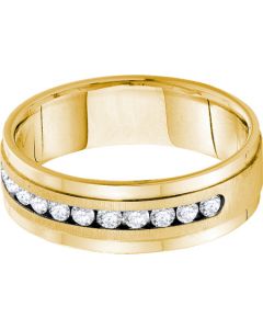 Mens Diamond Ring 1.00CTW DIAMOND MACHINE SET MENS BAND 14KT Yellow Gold