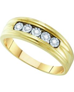 Mens Diamond Ring 0.10CTW DIAMOND  Wedding MENS BAND 10KT Yellow Gold