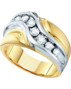 Mens Diamond Ring 1.00CT DIAMOND  Wedding MENS BAND 10K Yellow-gold