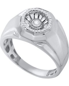 Mens Diamond Ring 0.45CT DIAMOND Wedding MENS RING 14K White-gold
